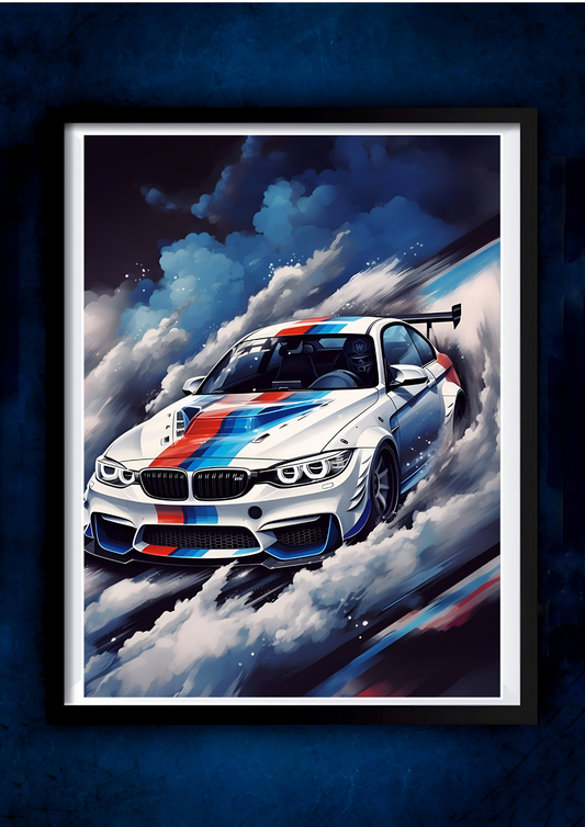White BMW M2 || Car Poster