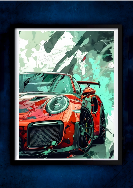 Porsche side view Poster || Car Poster